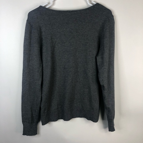 Fortune & Ivy gray charcoal cardigan button down long sleeve v neck size M - Picture 5 of 9